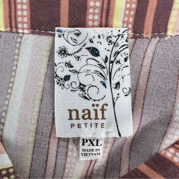 PETITE XL NAIF STRIPED TOP LIGHTWEIGHT PINK MAUVE WHITE  3/4 SLEEVE HENLEY NECK - Picture 8 of 9